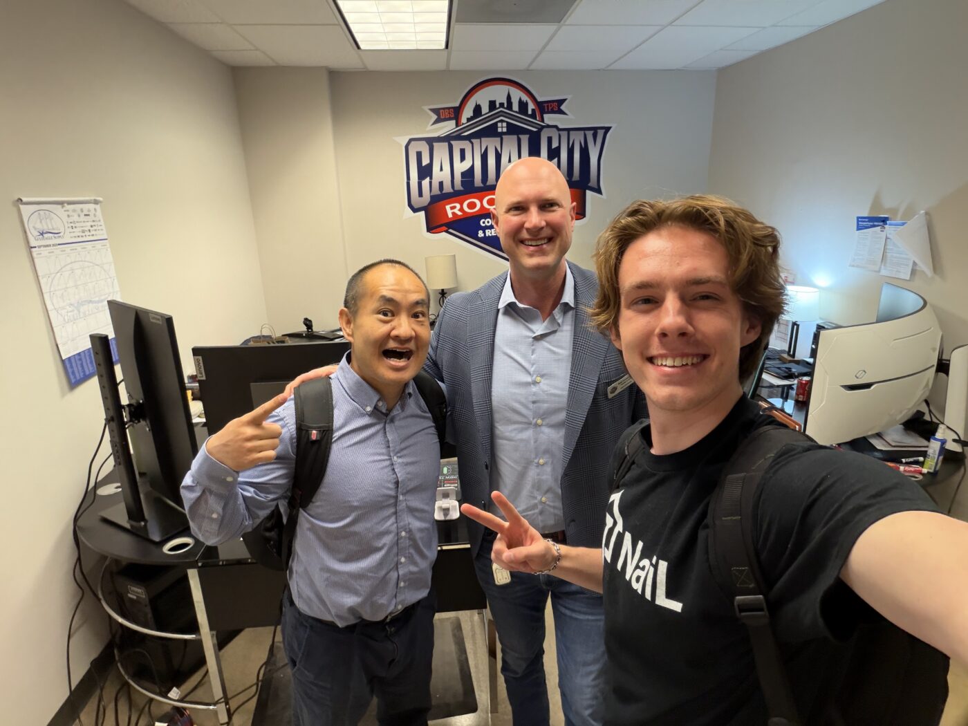 Dennis Yu, Brad Strawbridge and George Paladichuk at Capital City Roofing in Atlanta